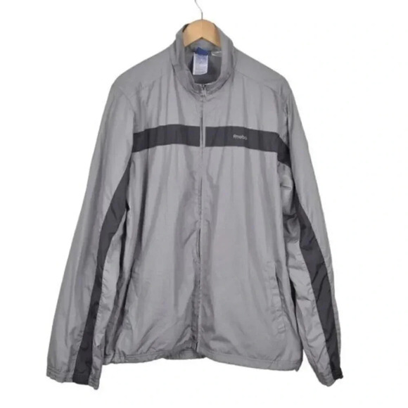 Reebok Full Zip  Track Jacket Grey Athletic Lightweight Size Large - Picture 1 of 13